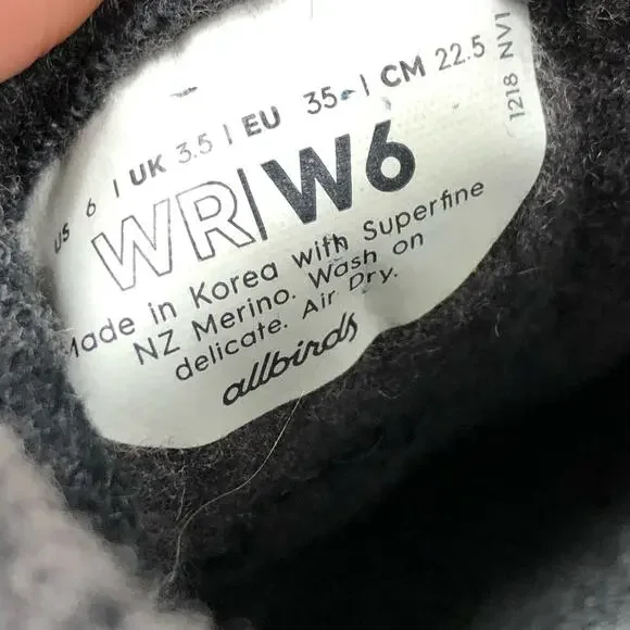 ALLBIRDS Classic Wool Runner Sneaker Dark Gray Size 6 Lace Up Comfortable - Picture 4 of 9